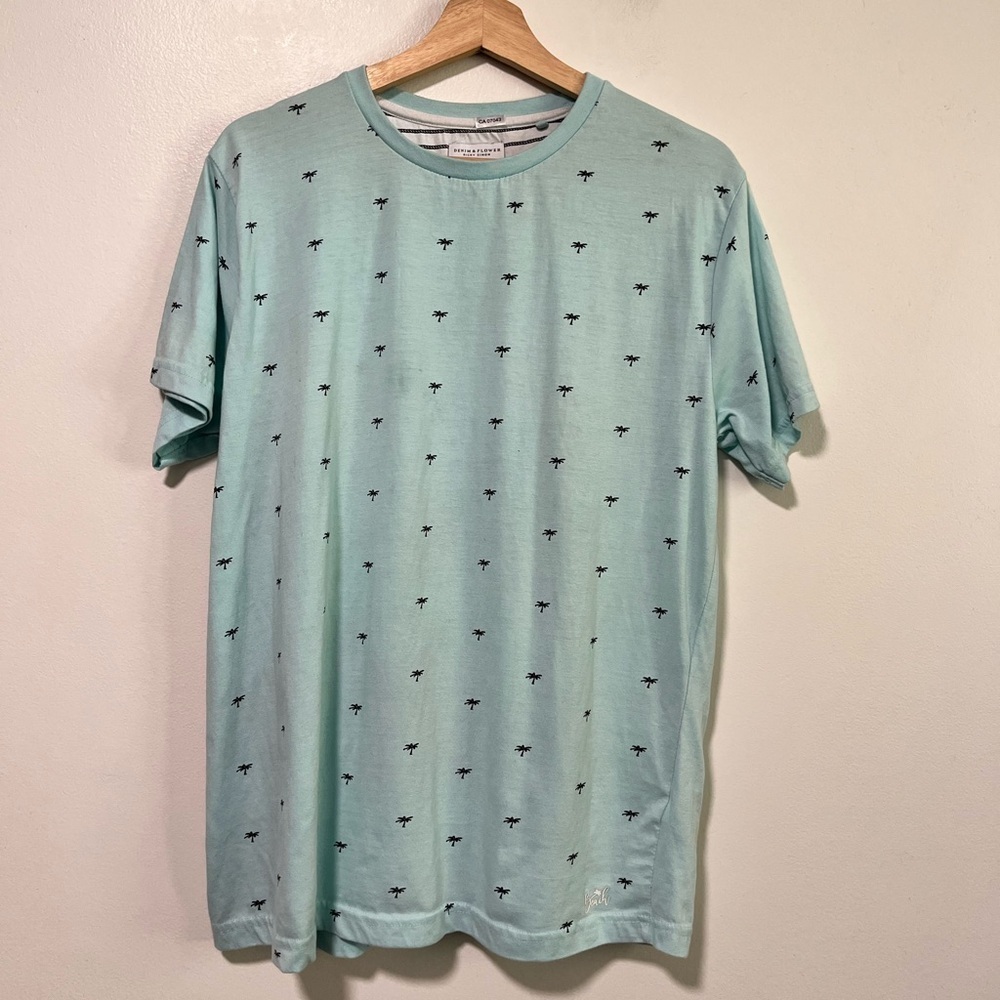 Denim & Flower Ricky Singh Paradise Palm Tree Print T-Shirt Men’s Size Large